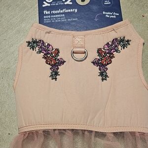 Pink Floral Dog Harness with Tulle